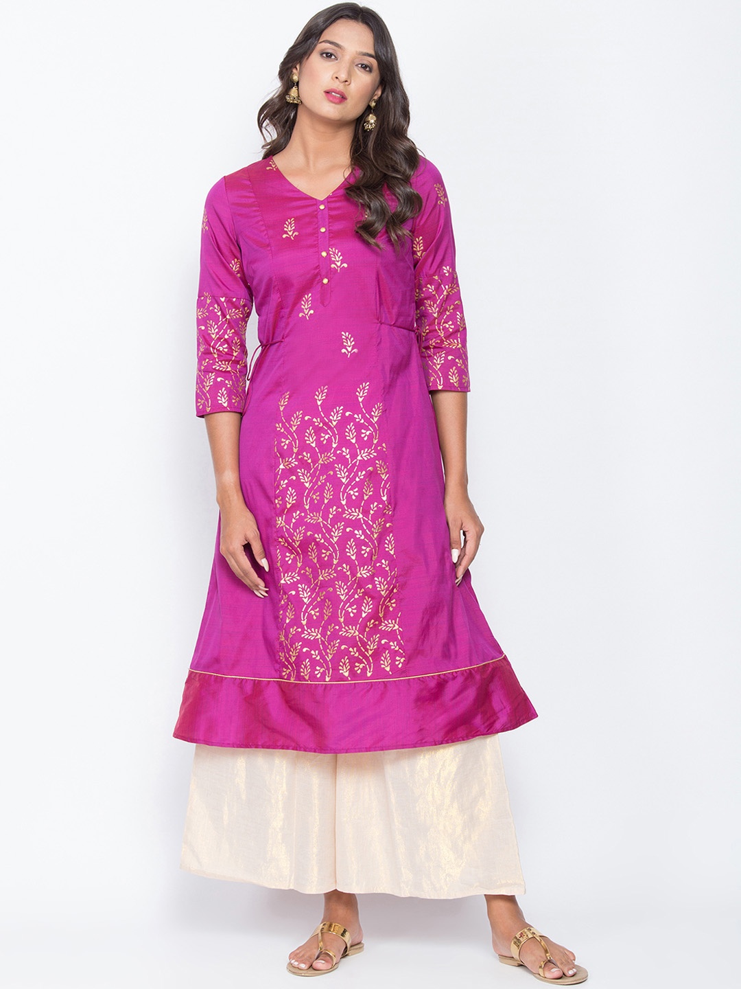 

Be Indi Women Purple & Magenta Printed A-Line Kurta