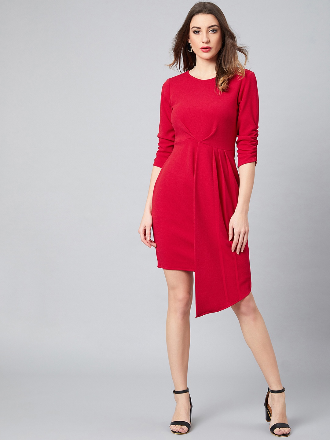 

Athena Coral Red Sheath Dress