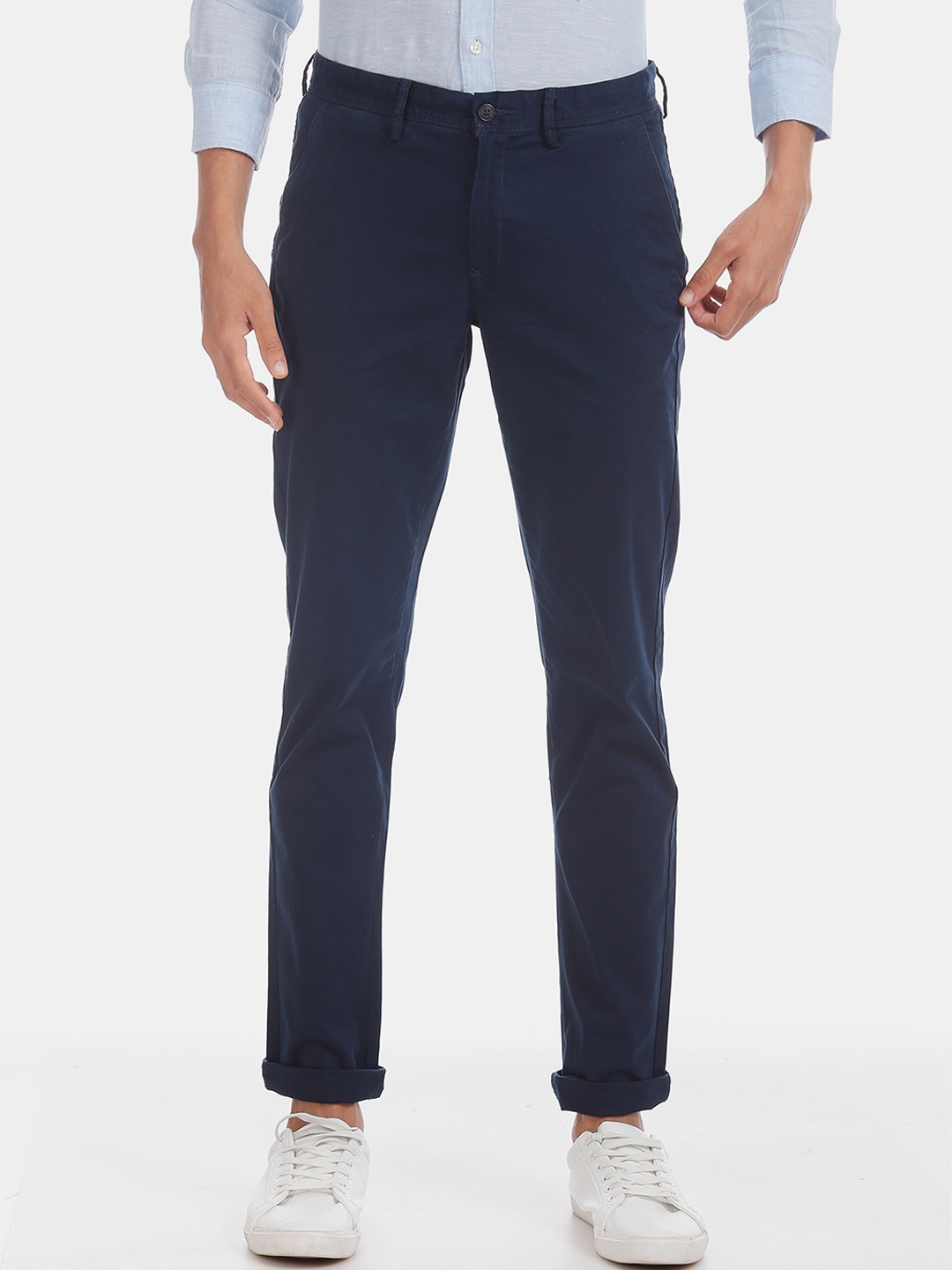 

Arrow Sport Men Navy Blue Slim Fit Solid Regular Trousers