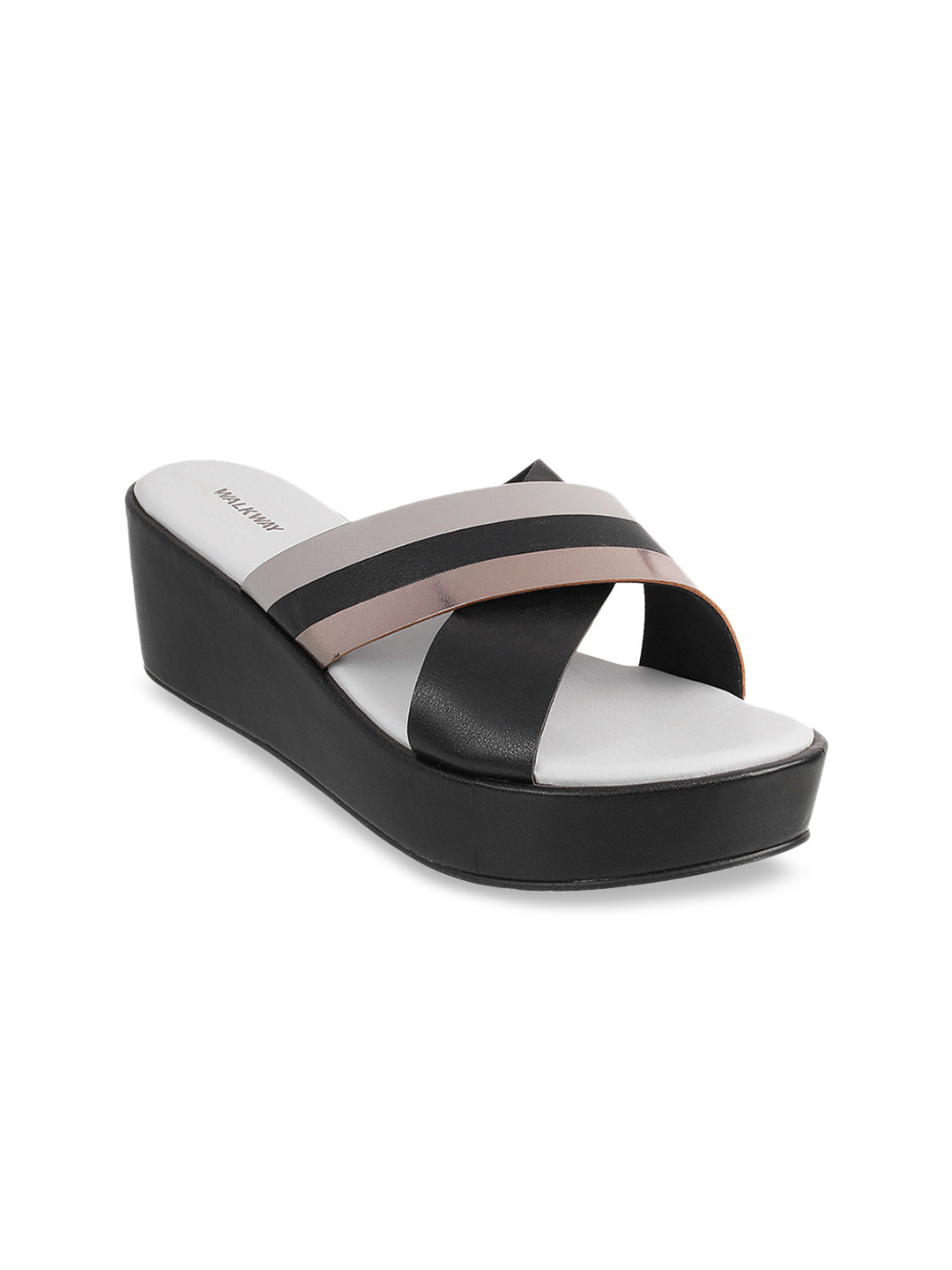 

WALKWAY by Metro Women Black & Brown Colourblocked Wedges