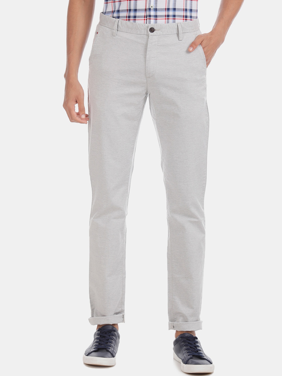 

Arrow Sport Men Grey Slim Fit Solid Regular Trousers