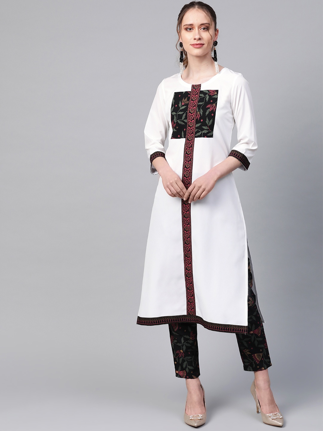 

ZIYAA Women White Printed Straight Kurta