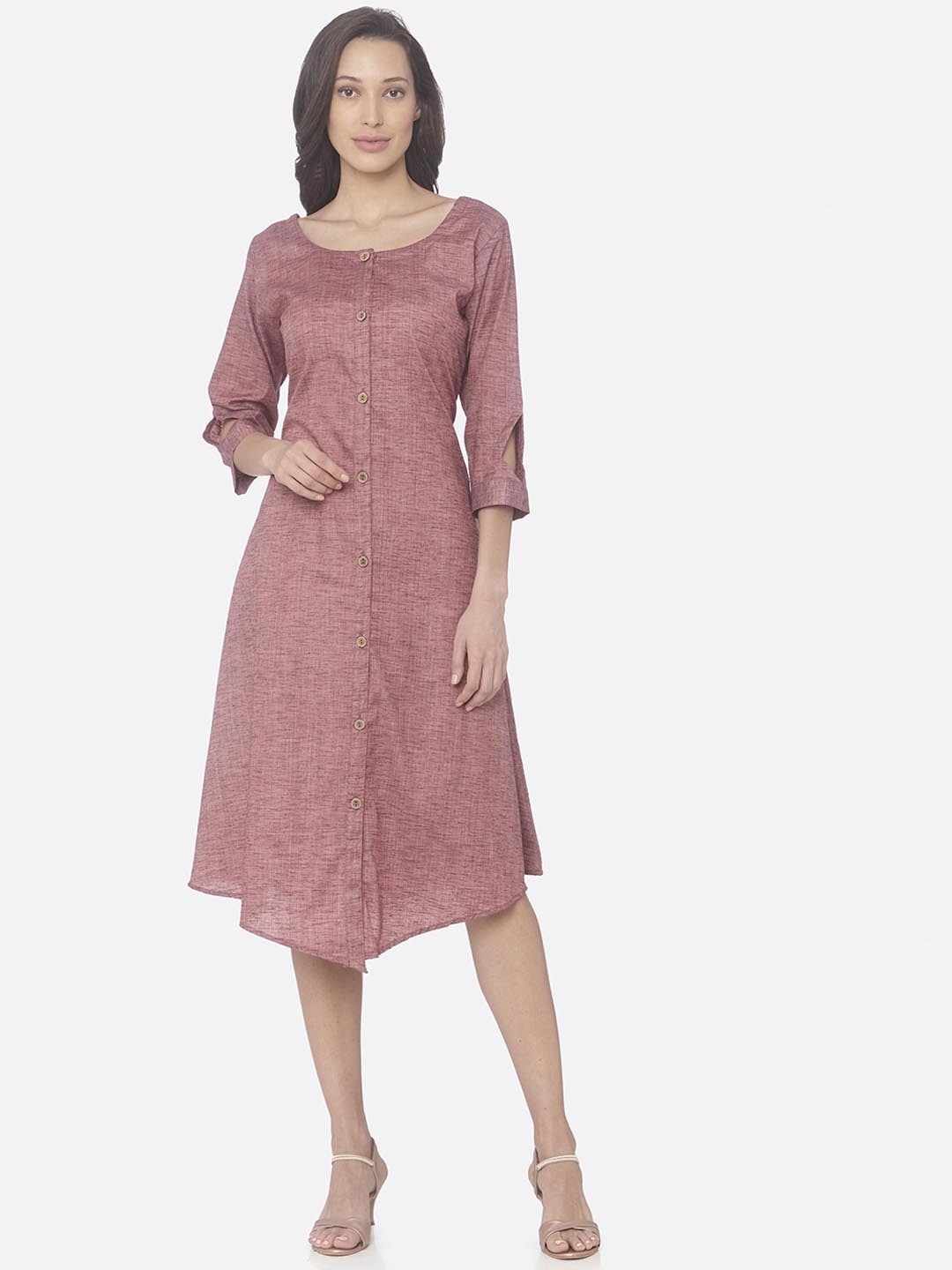 RAISIN Women Taupe Solid A-Line Dress