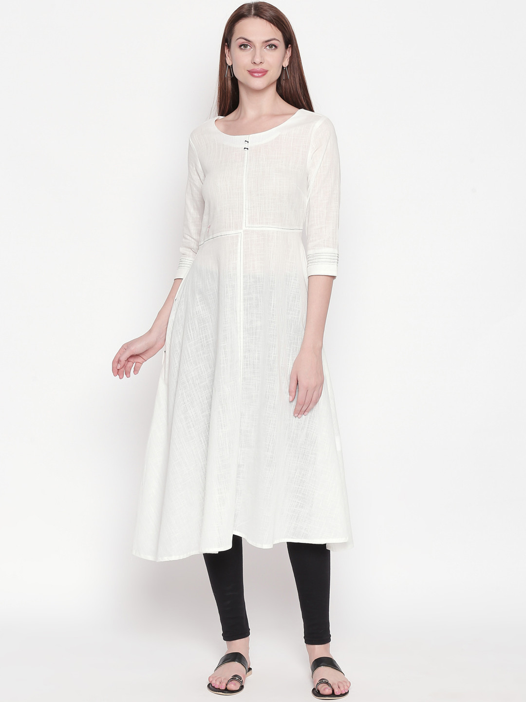 

RANGMANCH BY PANTALOONS Women White Solid A-Line Kurta