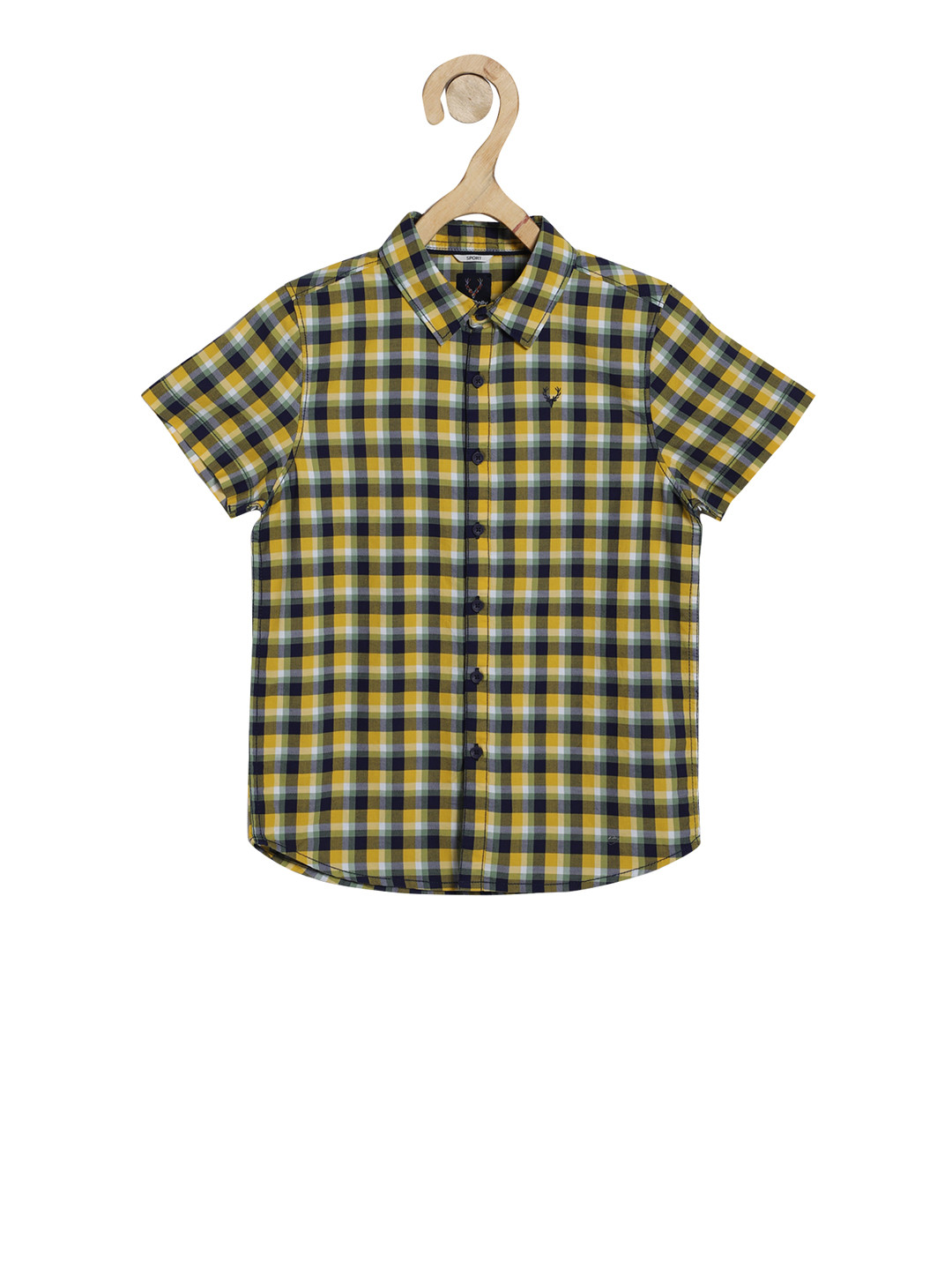 

Allen Solly Junior Boys Yellow & Grey Regular Fit Checked Casual Shirt