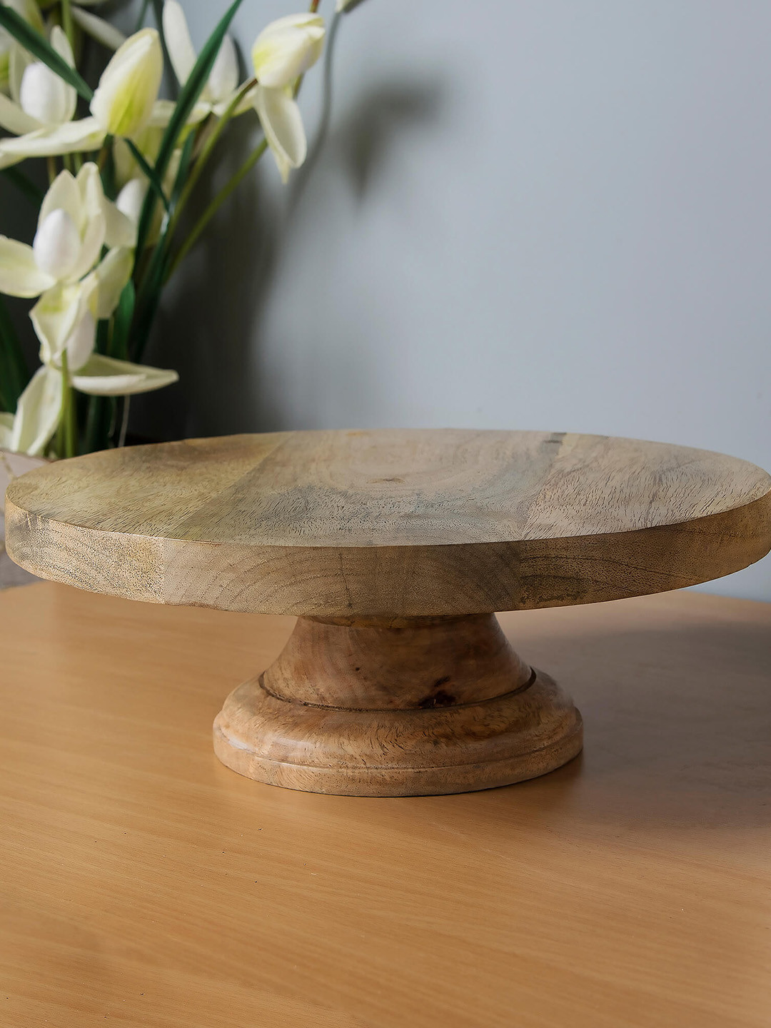 

Homesake Brown Solid Round Wooden Cake and Dessert Pedestal Display Stand