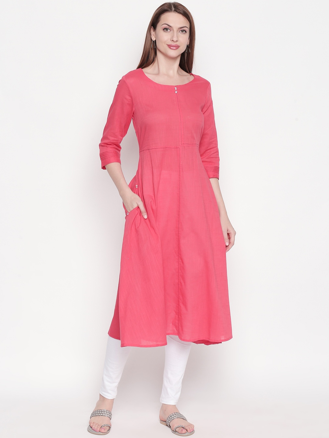 

RANGMANCH BY PANTALOONS Women Pink Solid A-Line Kurta