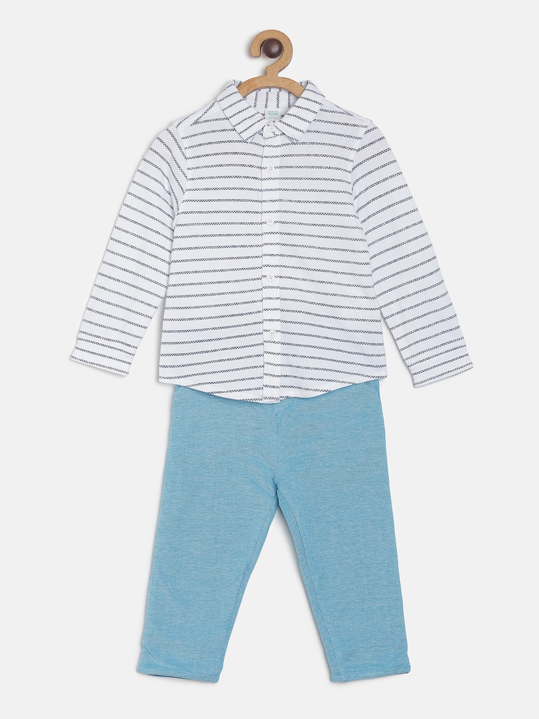 

MINI KLUB Boys Blue & Off-White Striped Shirt with Knitted Trousers