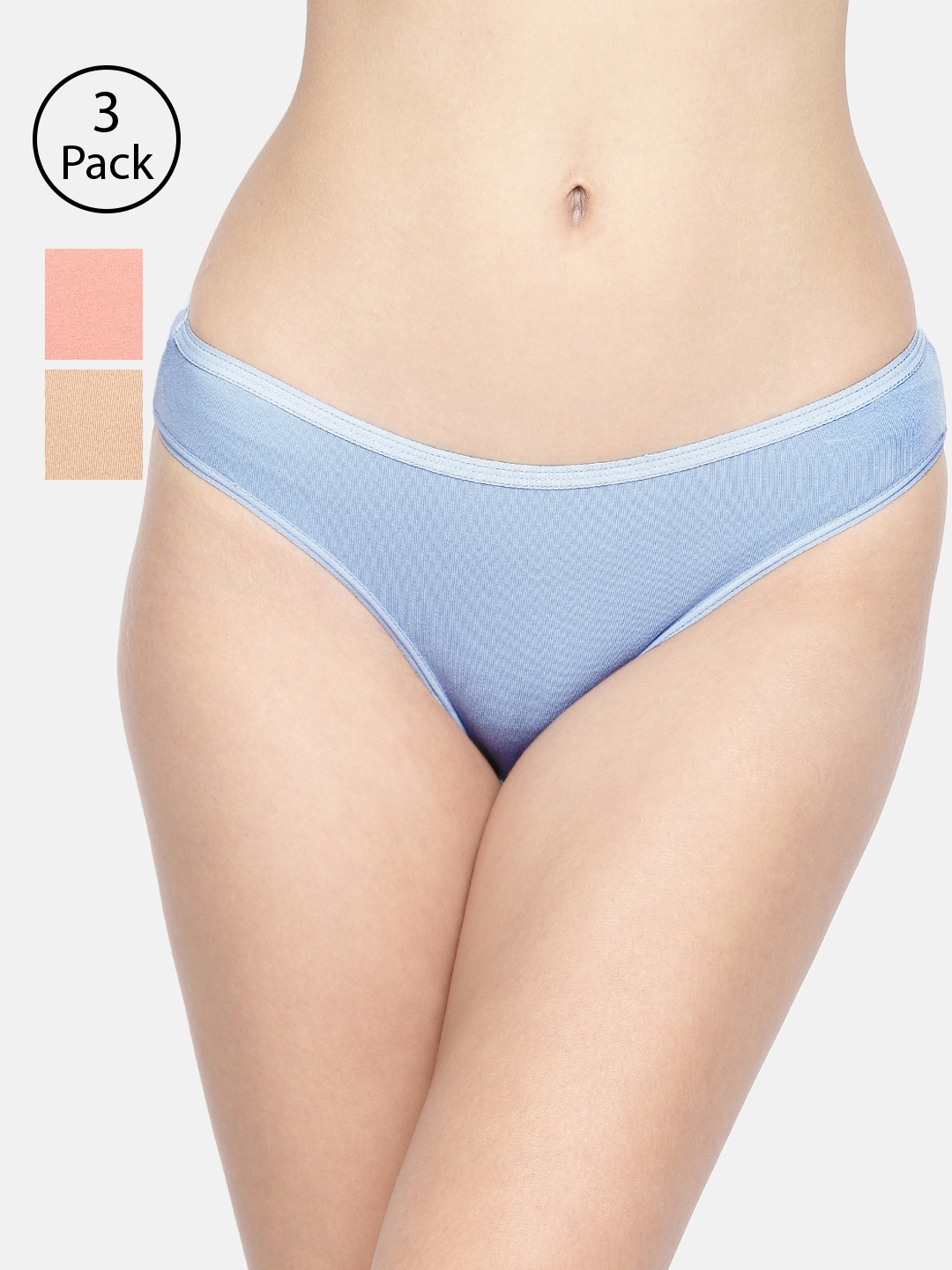 

Inner Sense Women Pack Of 3 Solid Organic Cotton Antimicrobial Bikini Sustainable Briefs IMPC004, Peach