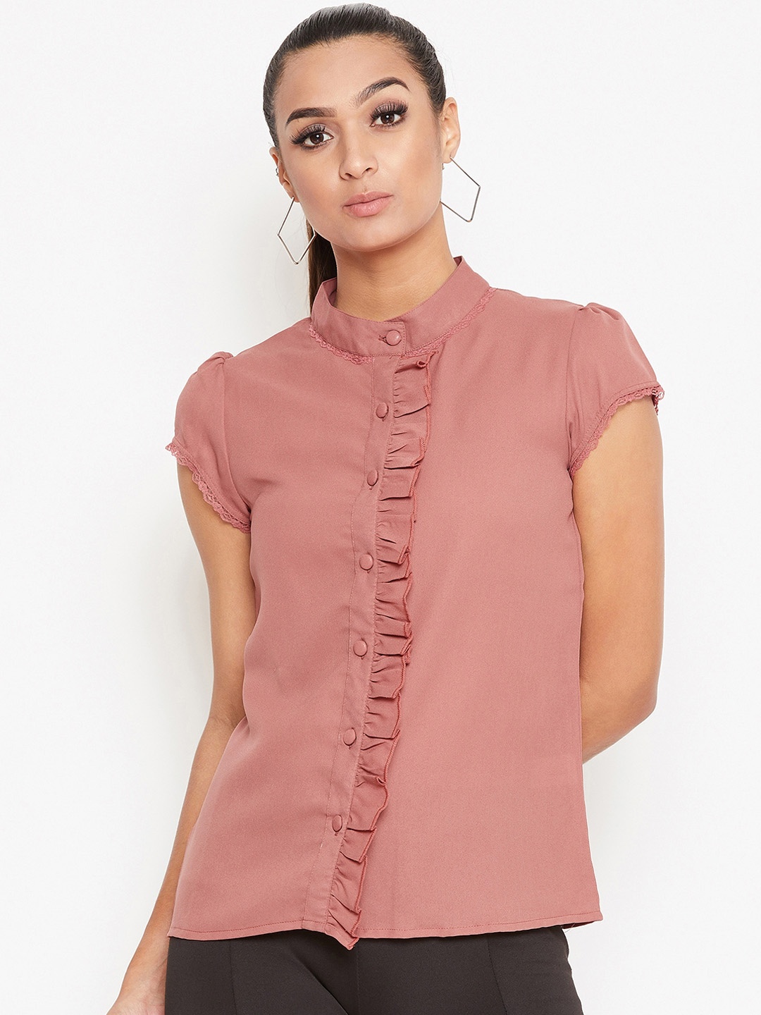 

La Zoire Women Mauve Regular Fit Solid Casual Shirt