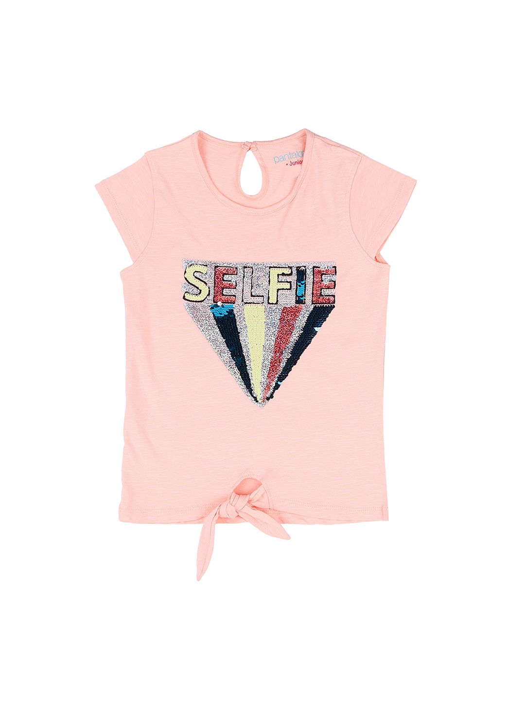 

Pantaloons Junior Girls Pink Printed Round Neck Pure Cotton T-shirt