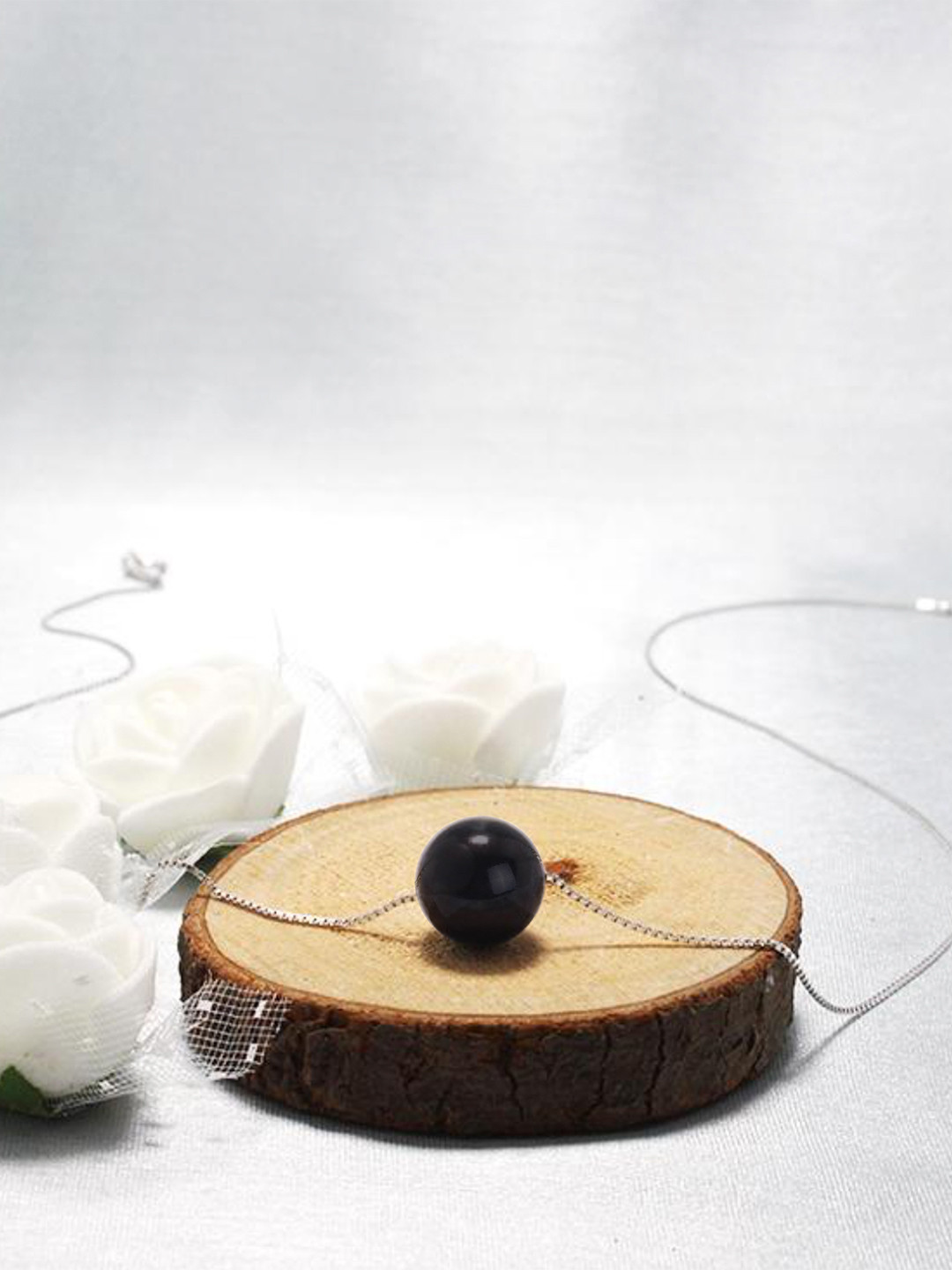 

GIVA 925 Sterling Silver Rhodium Plated Black Pearl Beauty Necklace