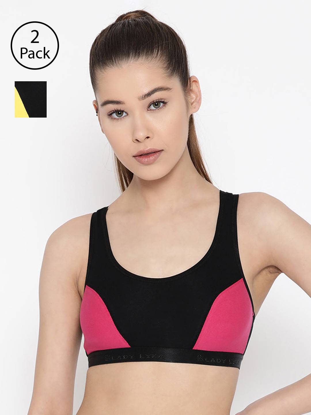 

Lady Lyka Pack Of 2 Colourblocked Non-Wired Non Padded Sports Bras VELOCITY, Yellow