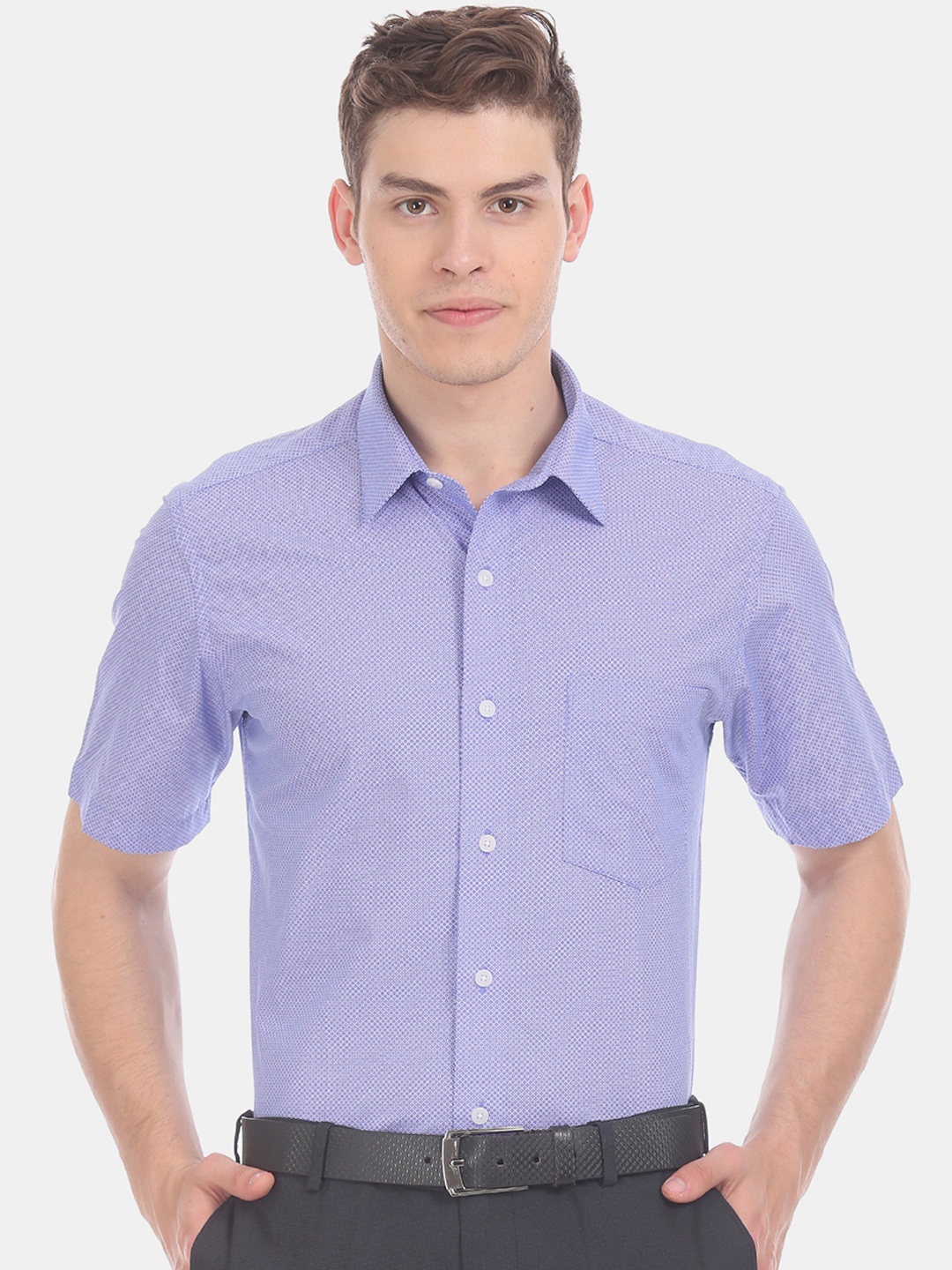 

Arrow Men Blue & White Regular Fit Printed Formal Shirt