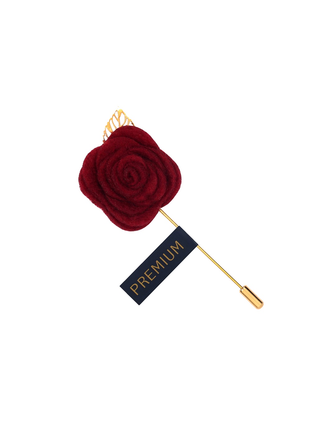 

PELUCHE Unisex Maroon & Gold-Toned The Prince Charming Floral Lapel Pin