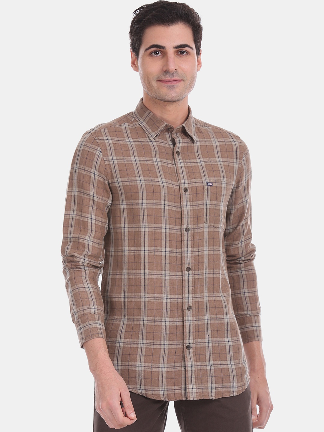 

Arrow Sport Men Brown & Blue Slim Fit Checked Casual Shirt