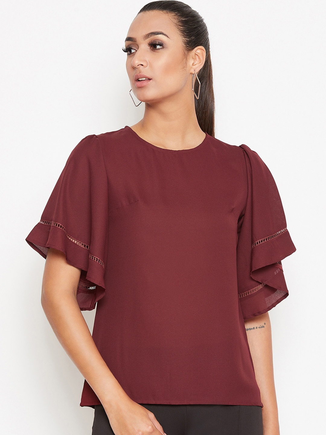 

La Zoire Women Maroon Solid Top