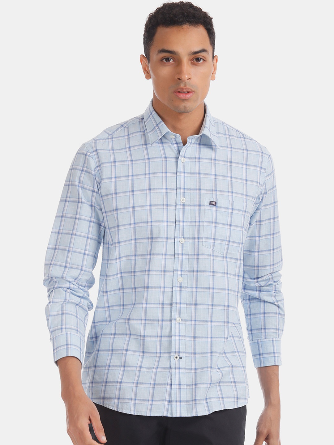 

Arrow Sport Men Blue & White Regular Fit Checked Casual Shirt