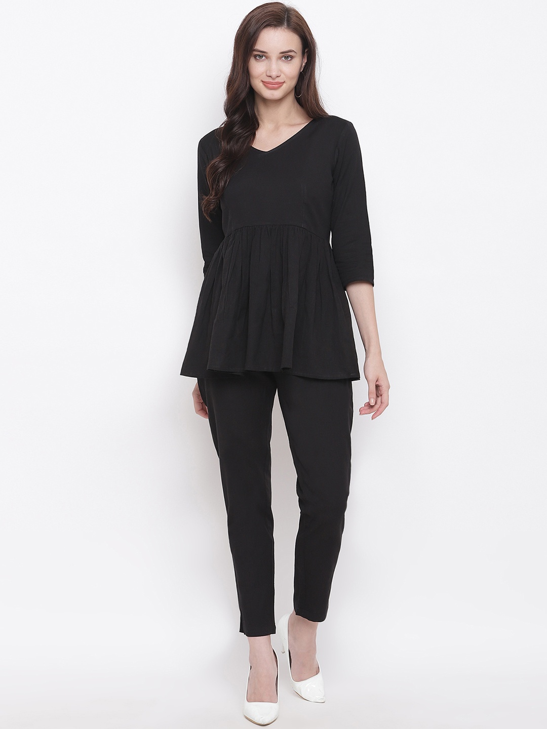

FABNEST Women Black Solid Two Piece Jumpsuit