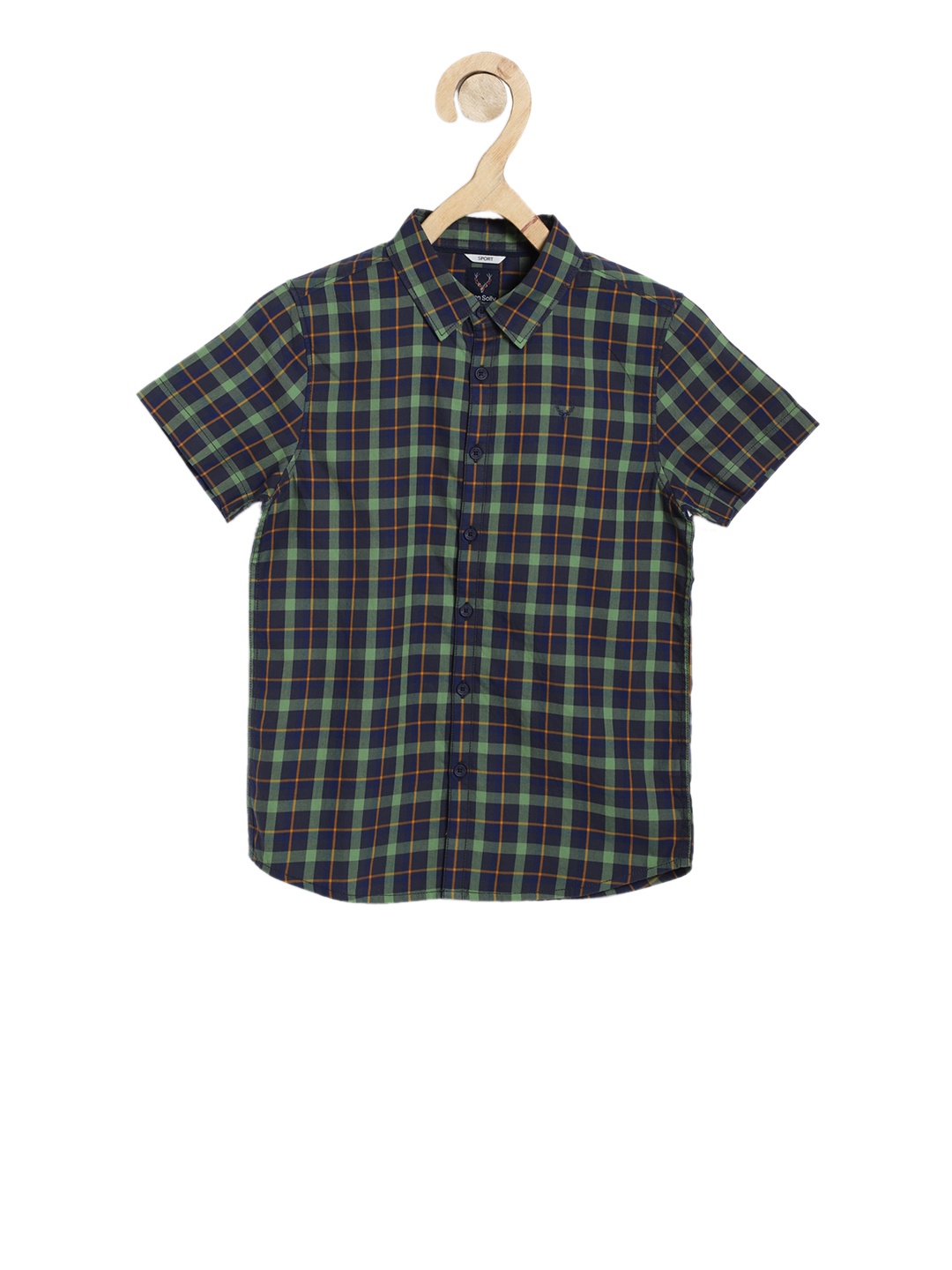 

Allen Solly Junior Boys Navy Blue & Green Regular Fit Checked Casual Shirt