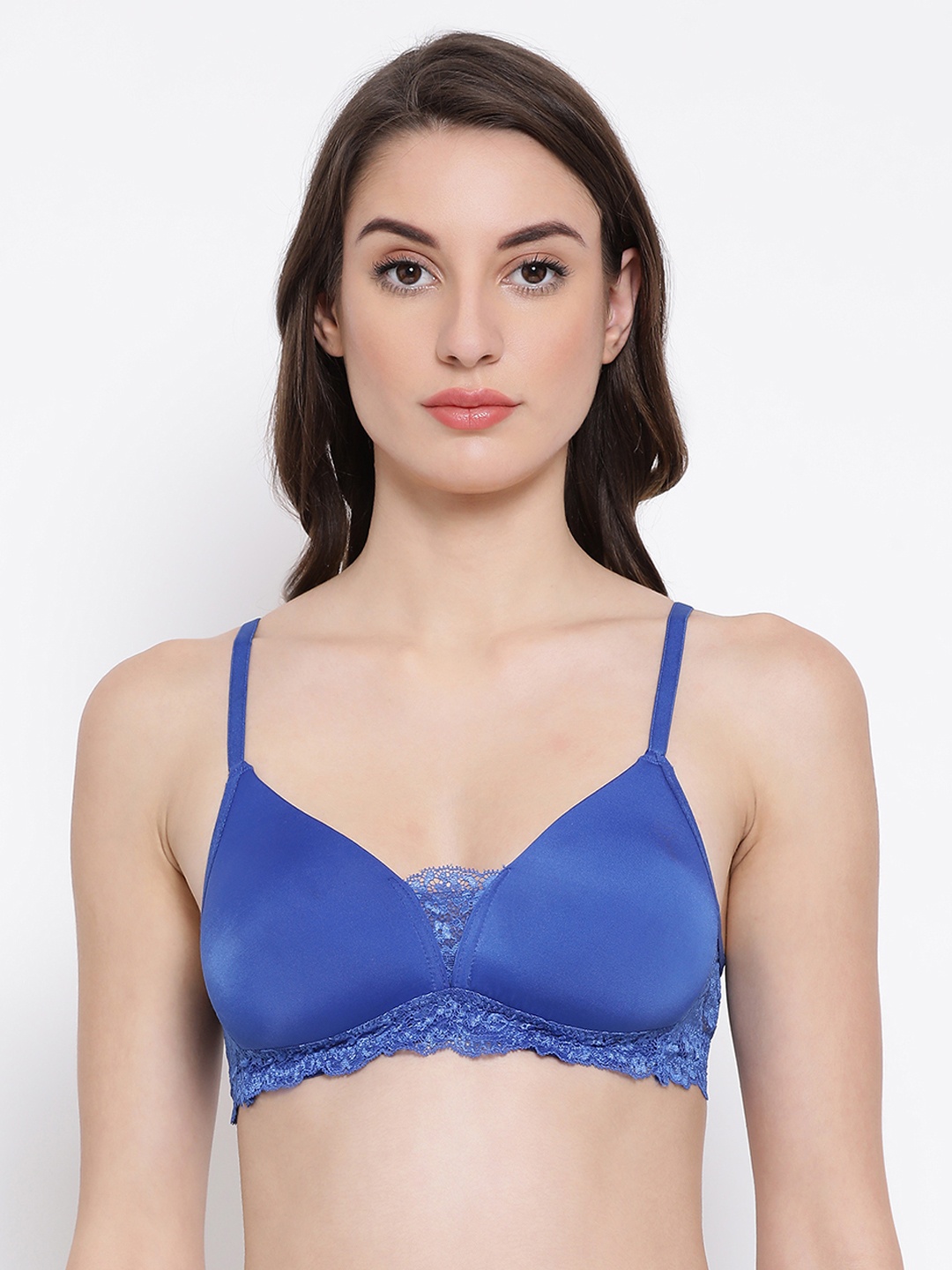 

Clovia Blue Lace Non-Wired Lightly Padded T-shirt Bra BR1955P0832B