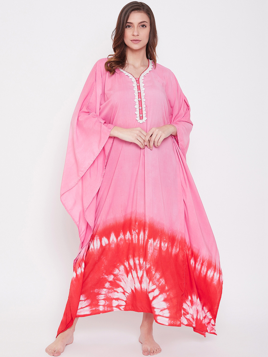 

The Kaftan Company Pink Printed Nightdress