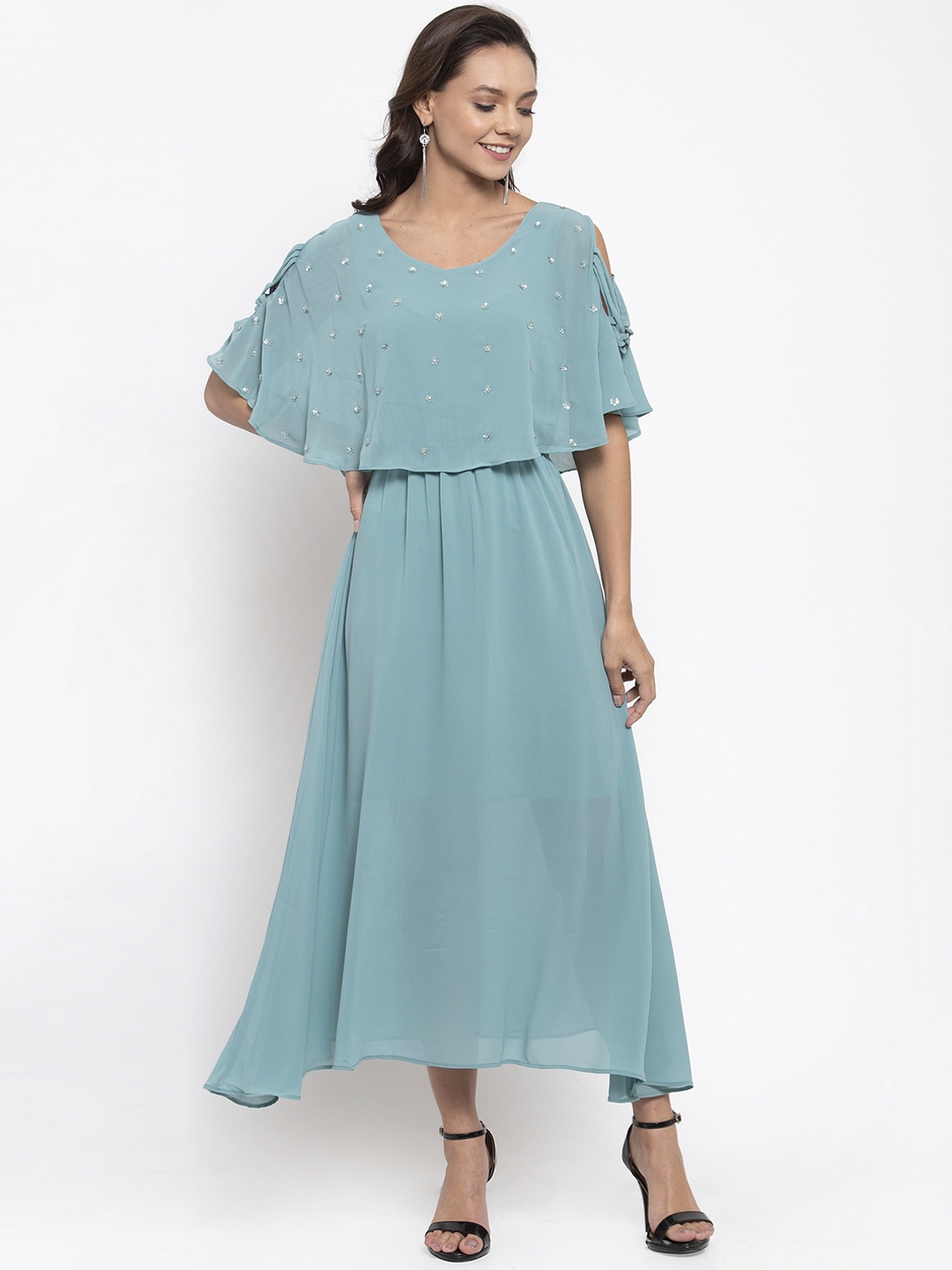 

Gipsy Women Blue Embellished Maxi Dress, Teal