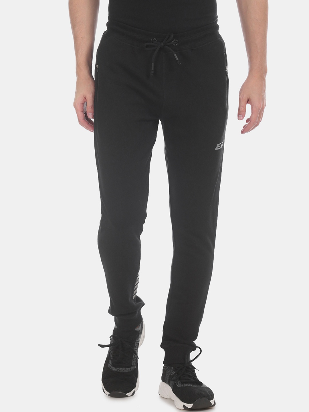 

Ed Hardy Men Black Solid Zip Pocket Joggers