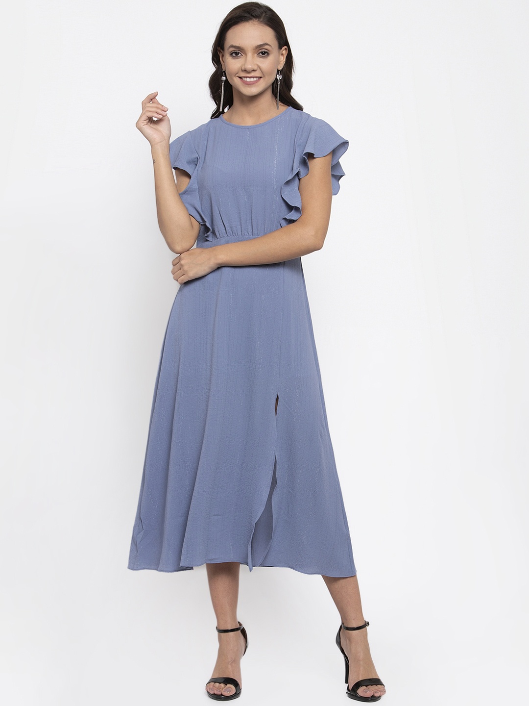 

Gipsy Women Blue Solid Fit and Flare Dress