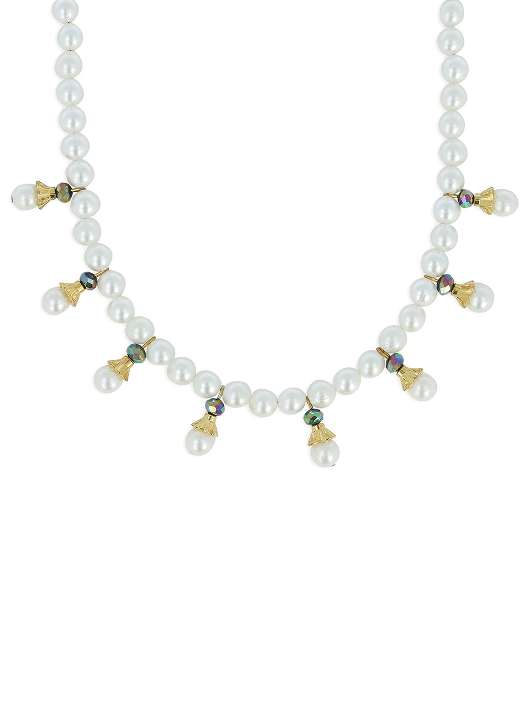 

AKSHARA Girls White & Gold-Toned Synthetic Handcrafted Necklace
