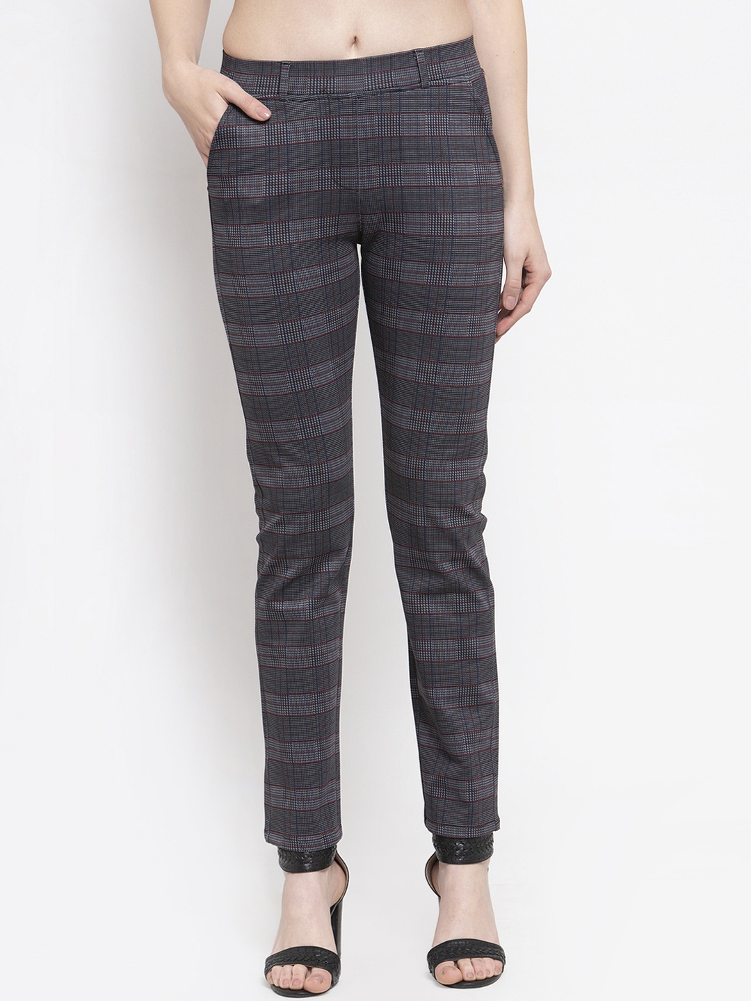 

Westwood Women Black Checked Slim-Fit Treggings