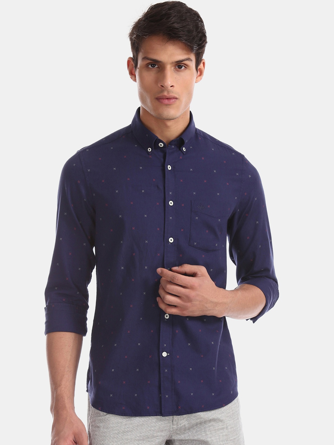 

Arrow Sport Men Navy Blue Slim Fit Printed Casual Shirt