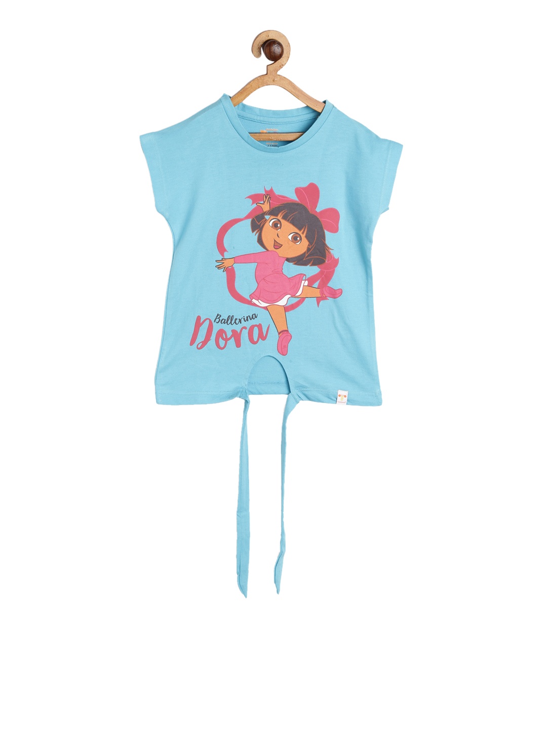 

toothless Girls Blue Dora Printed Round Neck Pure Cotton T-shirt