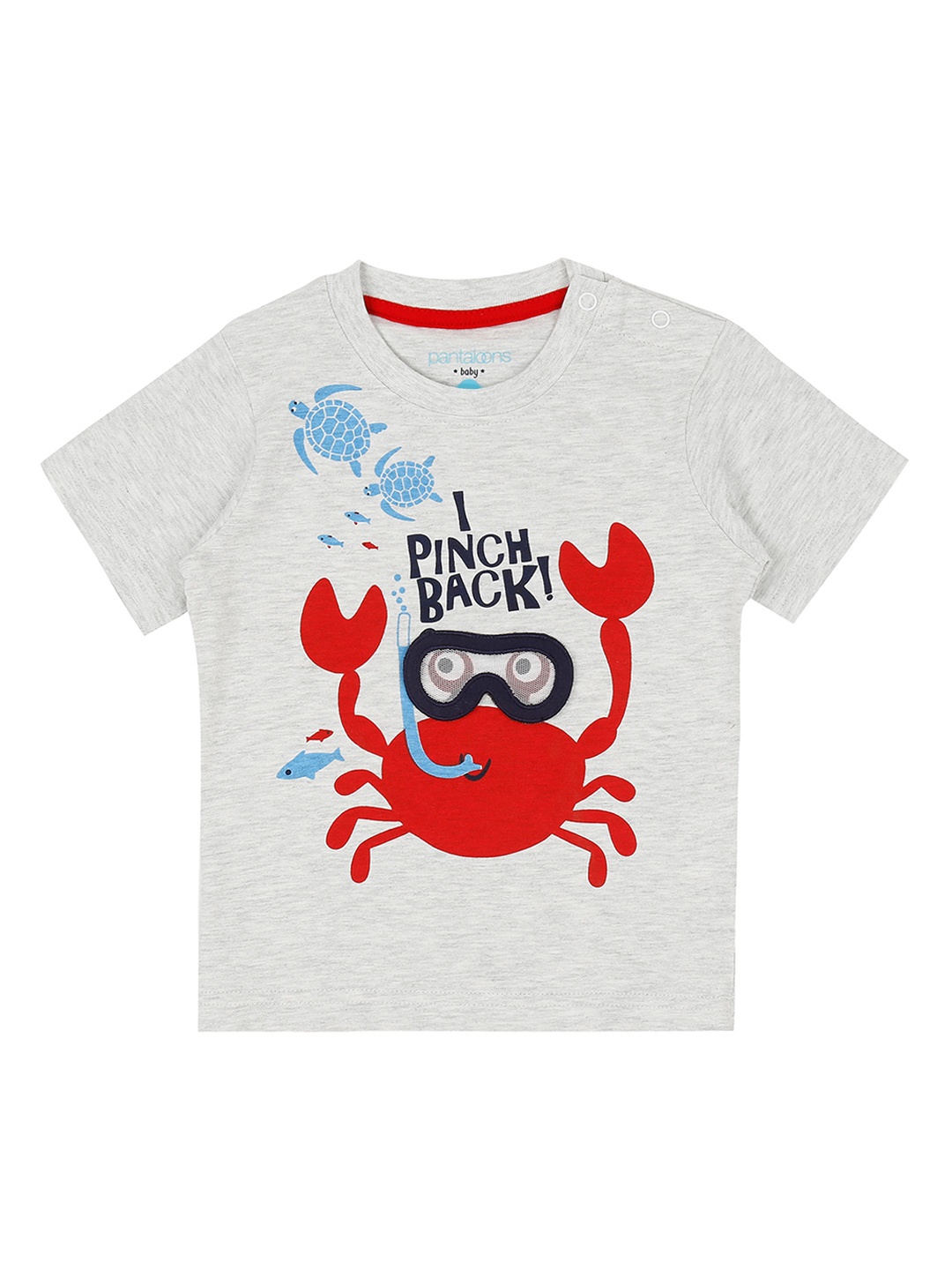 

Pantaloons Baby Boys Grey Printed Round Neck Pure Cotton T-shirt