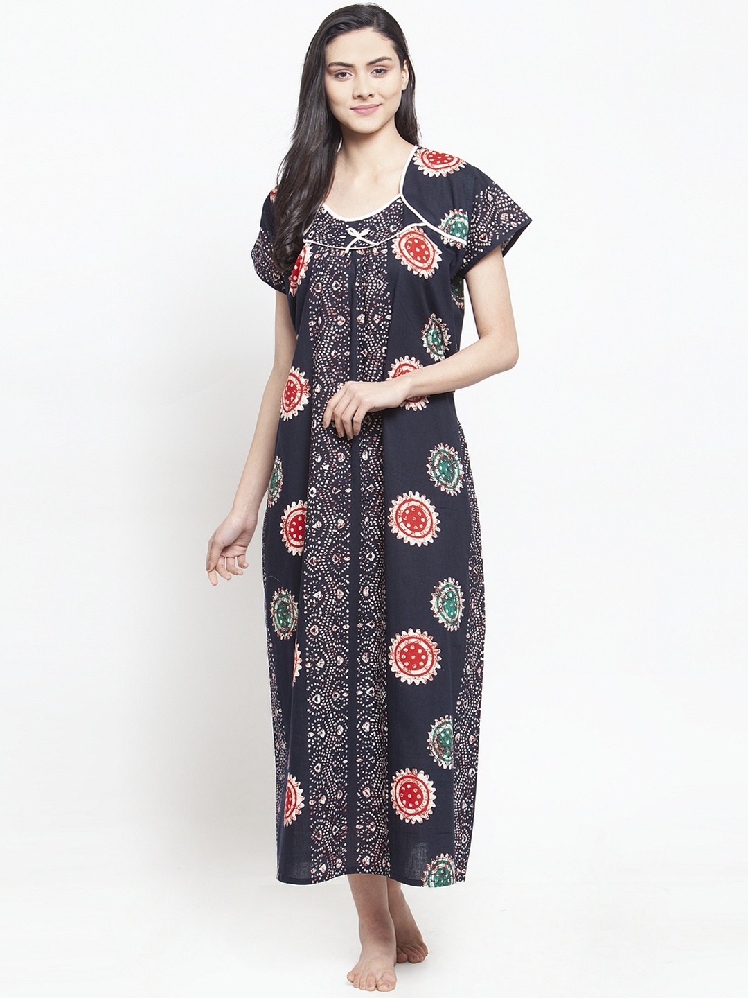 

Secret Wish Women Navy Blue Printed Nightdress