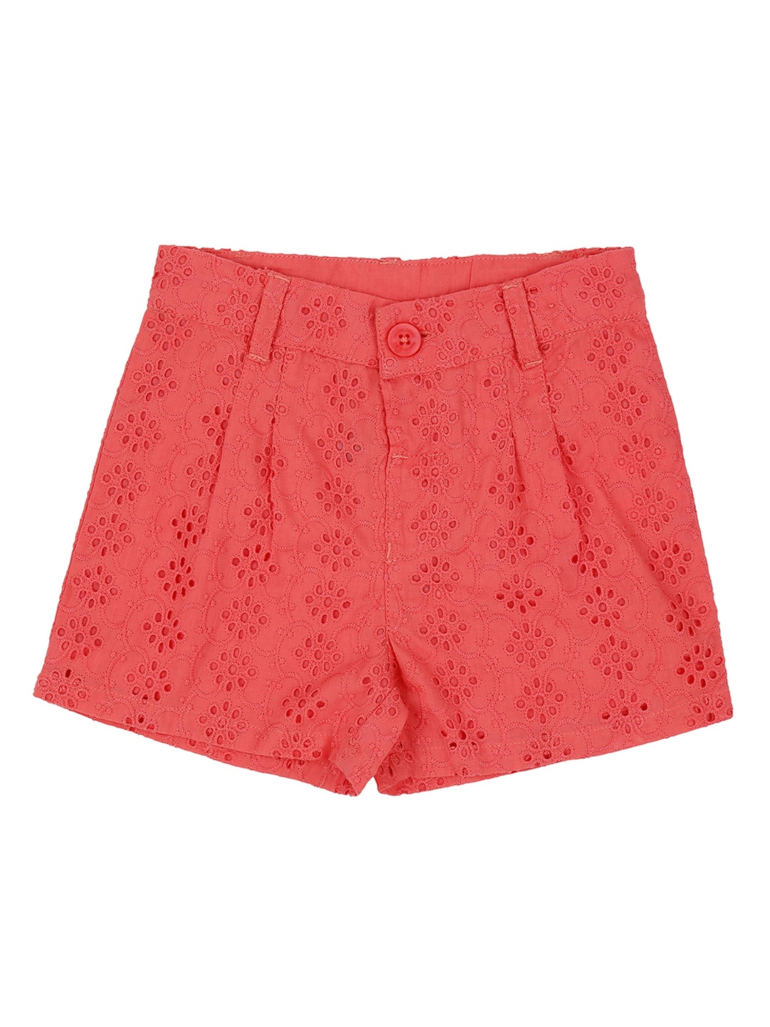 Pantaloons Baby Girls Pink Self Design Regular Fit Regular Shorts