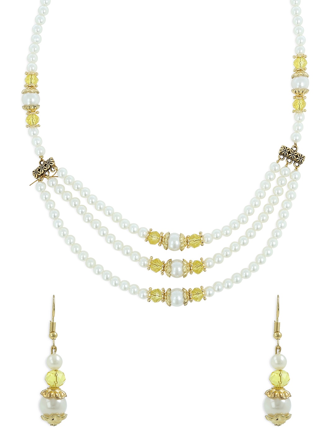 

AKSHARA Girls White & Yellow Beaded Handcrafted Jewellery Set