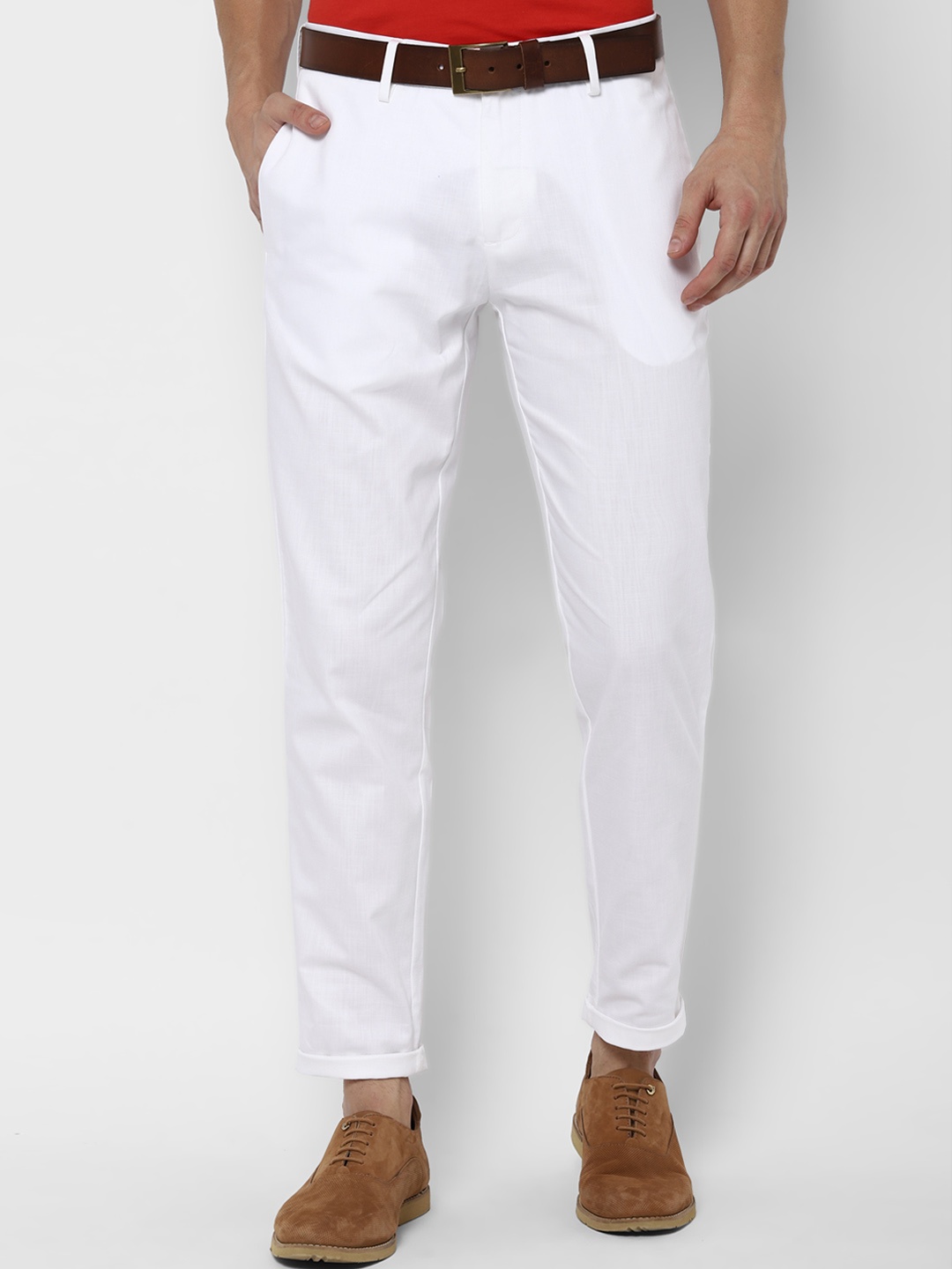 

Allen Solly Men White Slim Fit Solid Regular Trousers