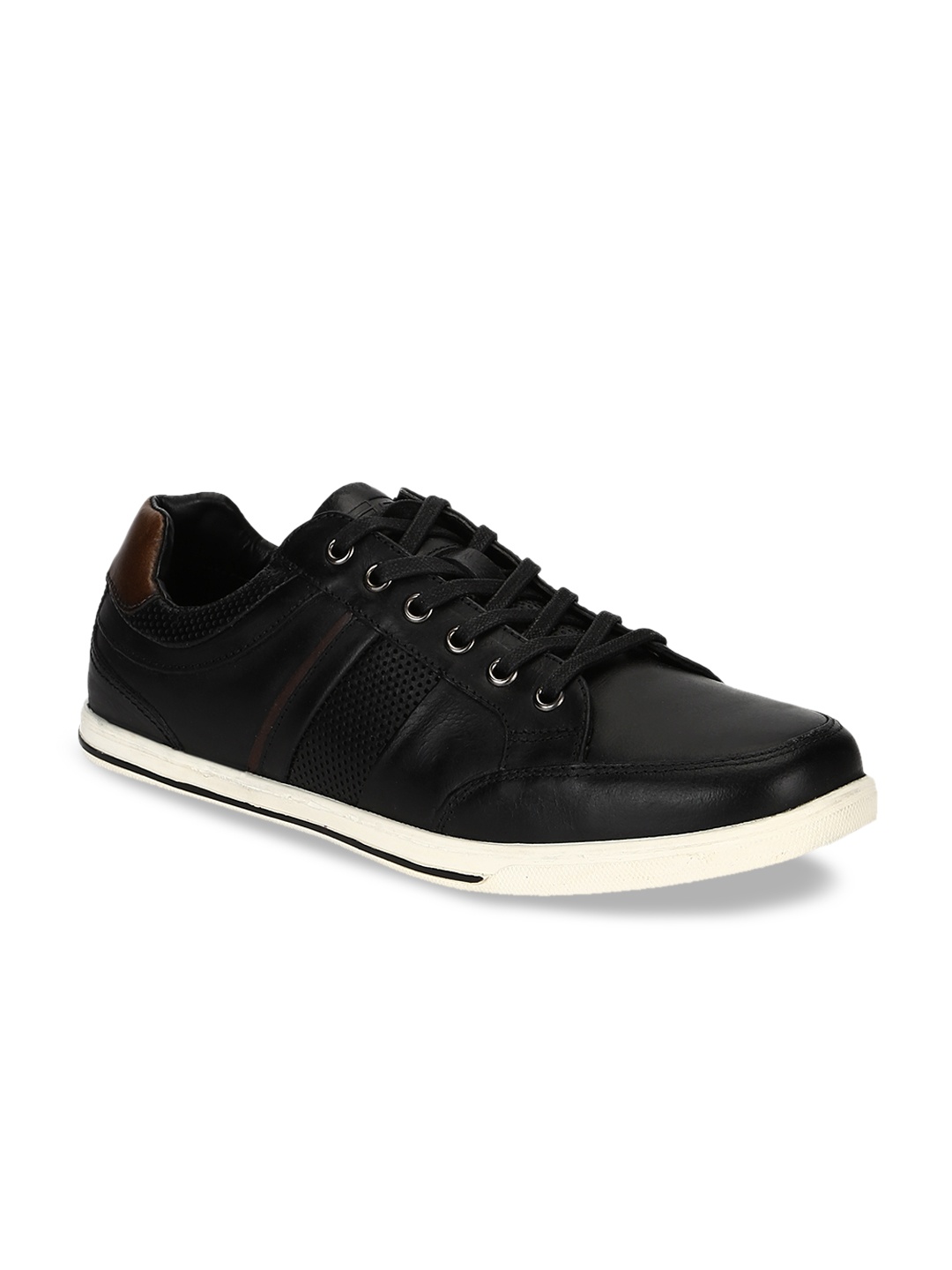 

Red Tape Men Black Leather Sneakers