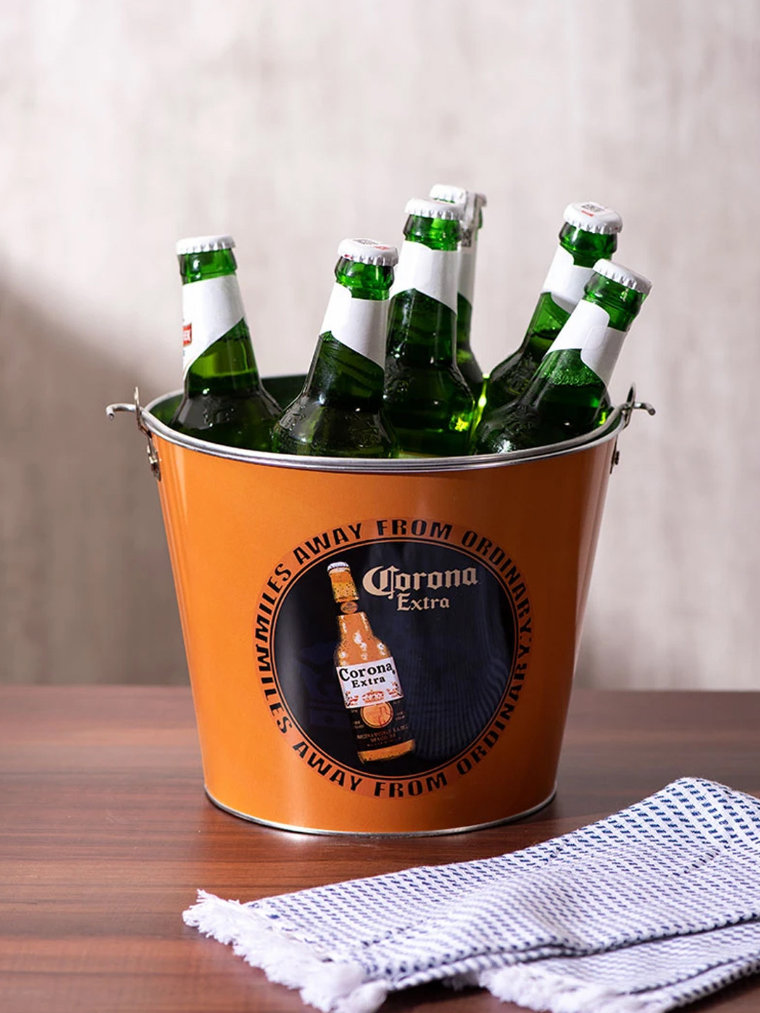

THEDECORKART Orange & Black Corona Extra Printed Beverage Tub
