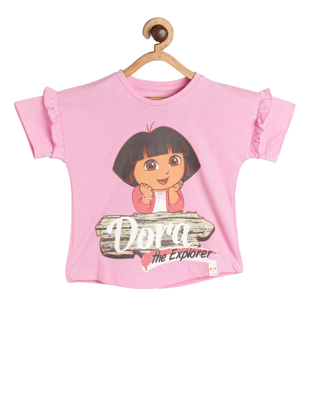 

toothless Girls Pink Dora Printed Round Neck Pure Cotton T-shirt