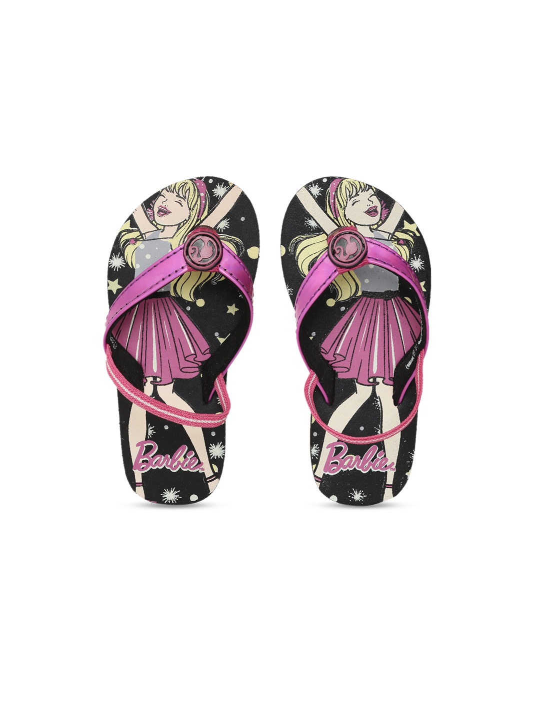 

toothless Girls Purple & Black Printed Barbie Thong Flip-Flops