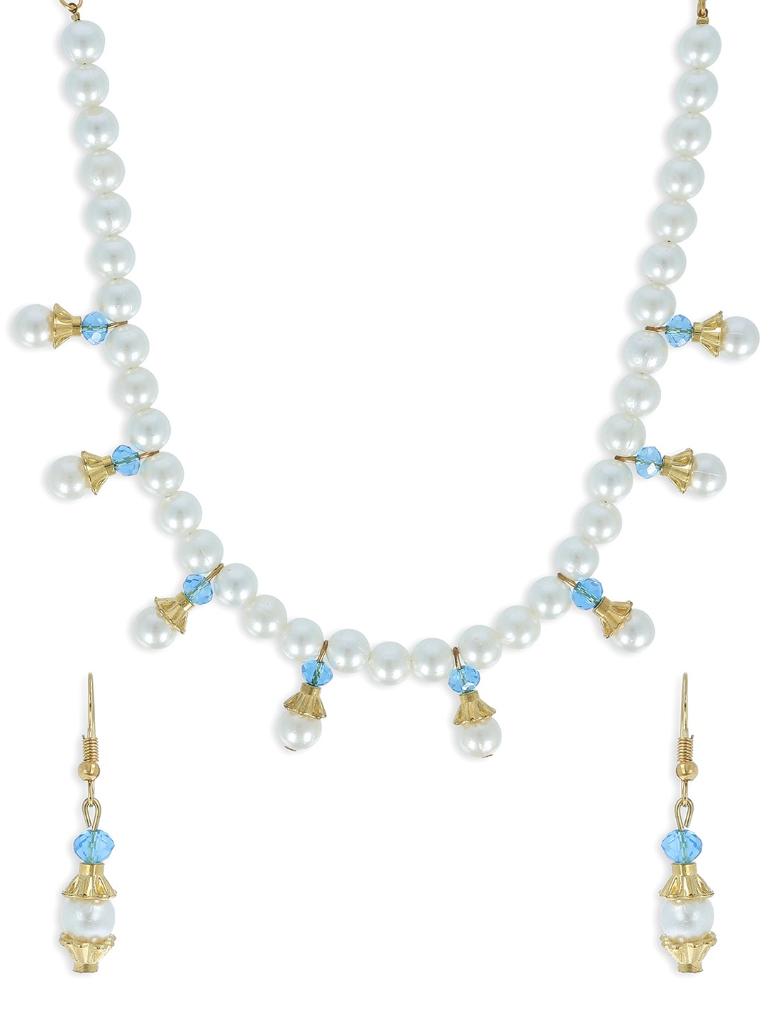 

AKSHARA Girls White & Blue Handcrafted Beaded Jewellery Set
