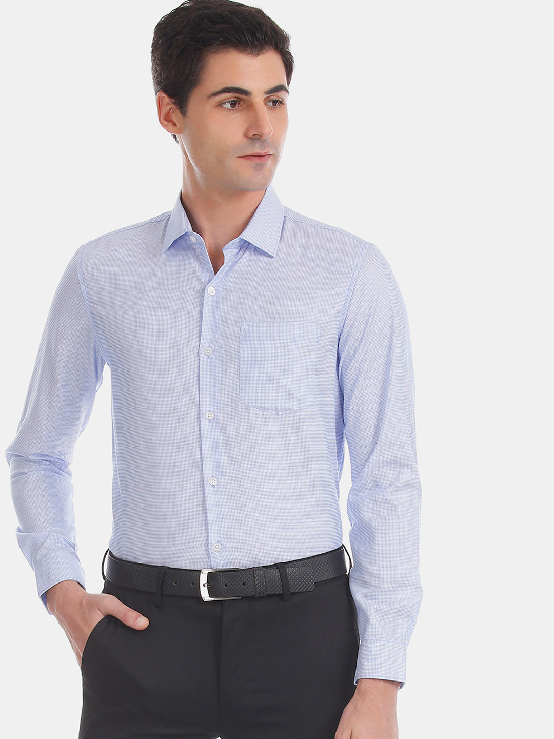 

Excalibur Men Blue & White Slim Fit Printed Formal Shirt