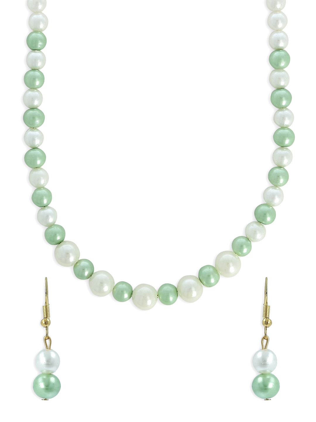 

AKSHARA Girls White & Mint Green Beaded Handcrafted Jewellery Set