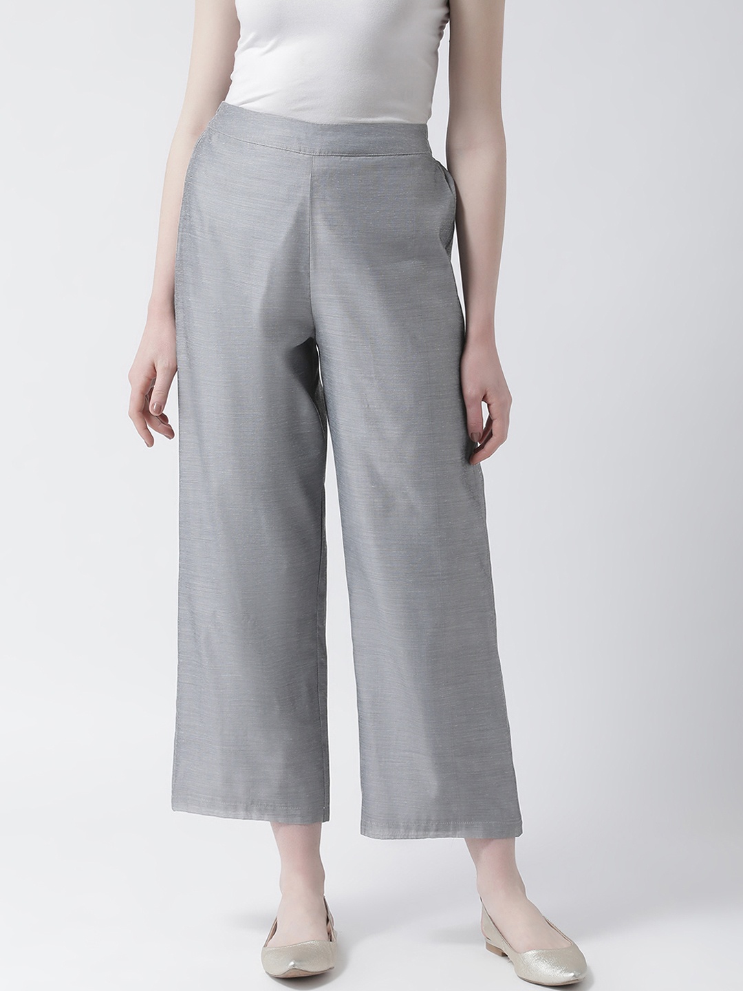 

Aayna Women Grey Regular Fit Solid Crop Culottes