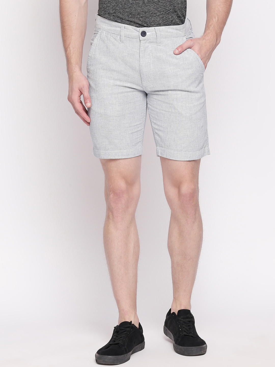 

BYFORD by Pantaloons Men Cream-Coloured Solid Slim Fit Regular Shorts