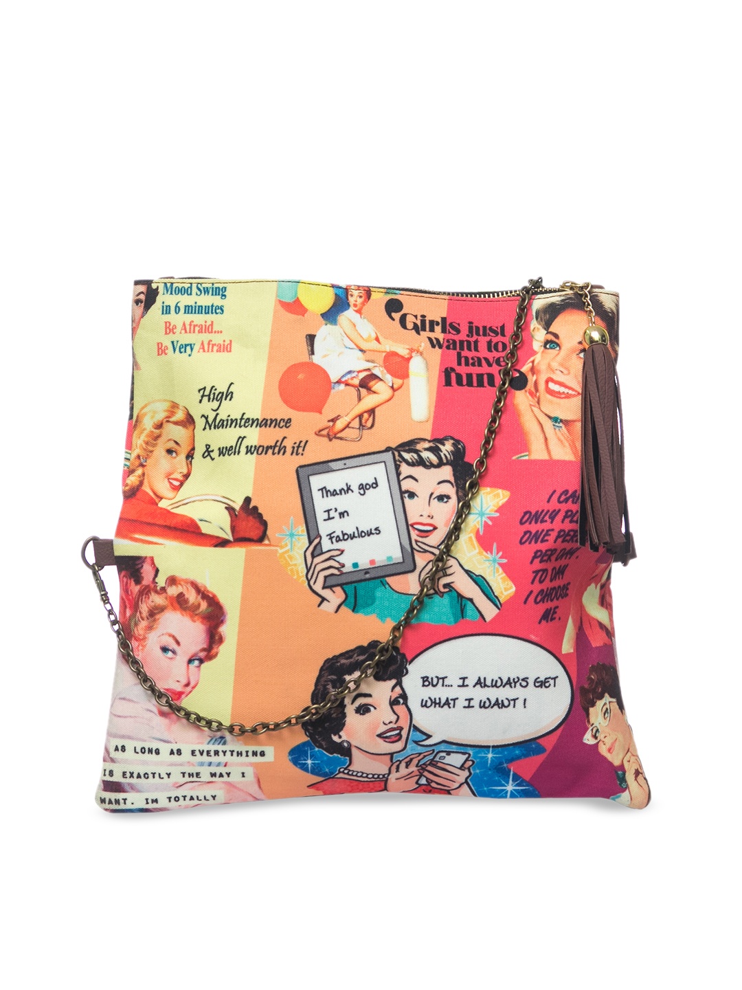 

BandBox Multicoloured Printed Foldover Clutch, Multi