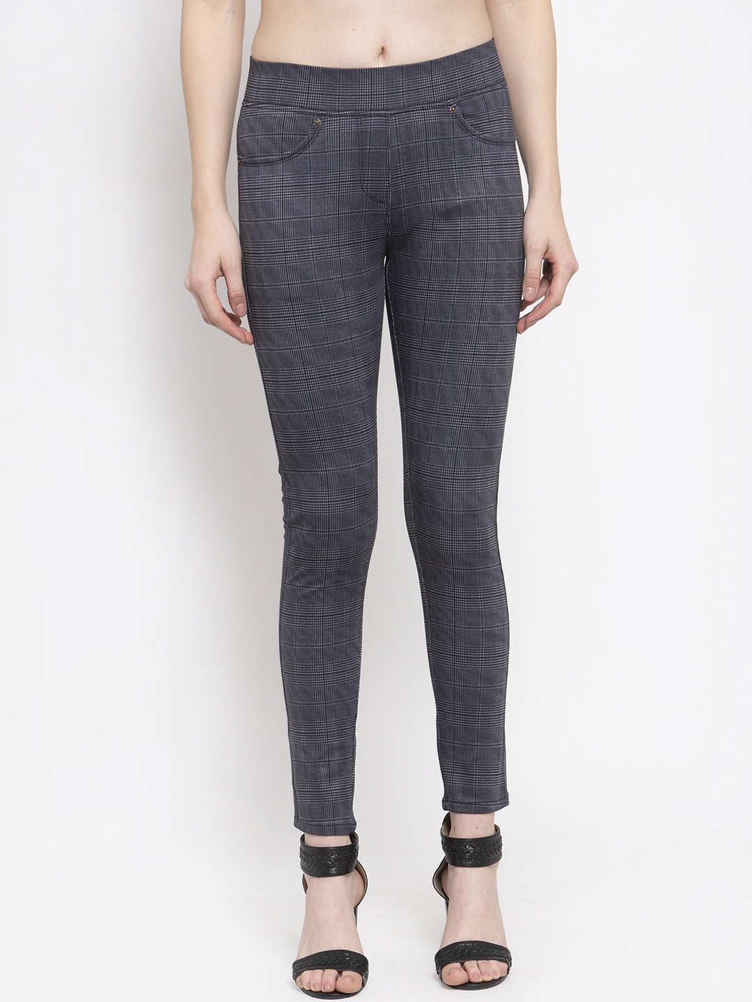 

Westwood Women Black Checked Skinny-Fit Treggings