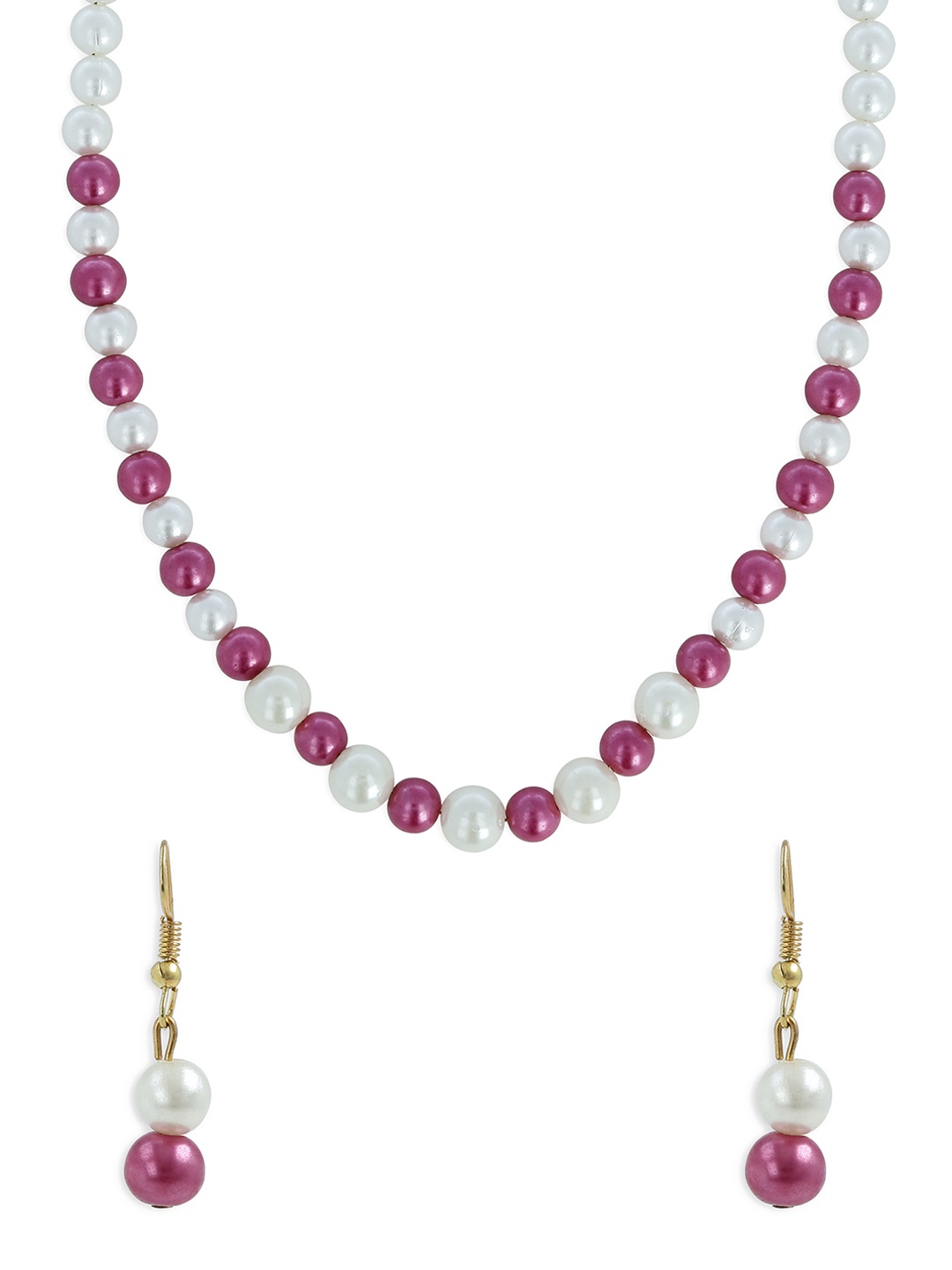 

AKSHARA Girls White & Pink Beaded Handcrafted Jewellery Set